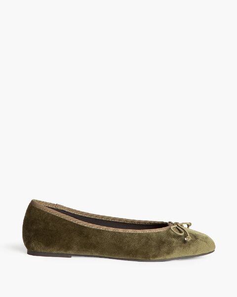 Ballerina Piatta in Velluto Khaki – Pointure