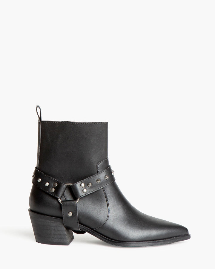 Stivaletto Texano Nero con Fibbie e Borchie – Pointure