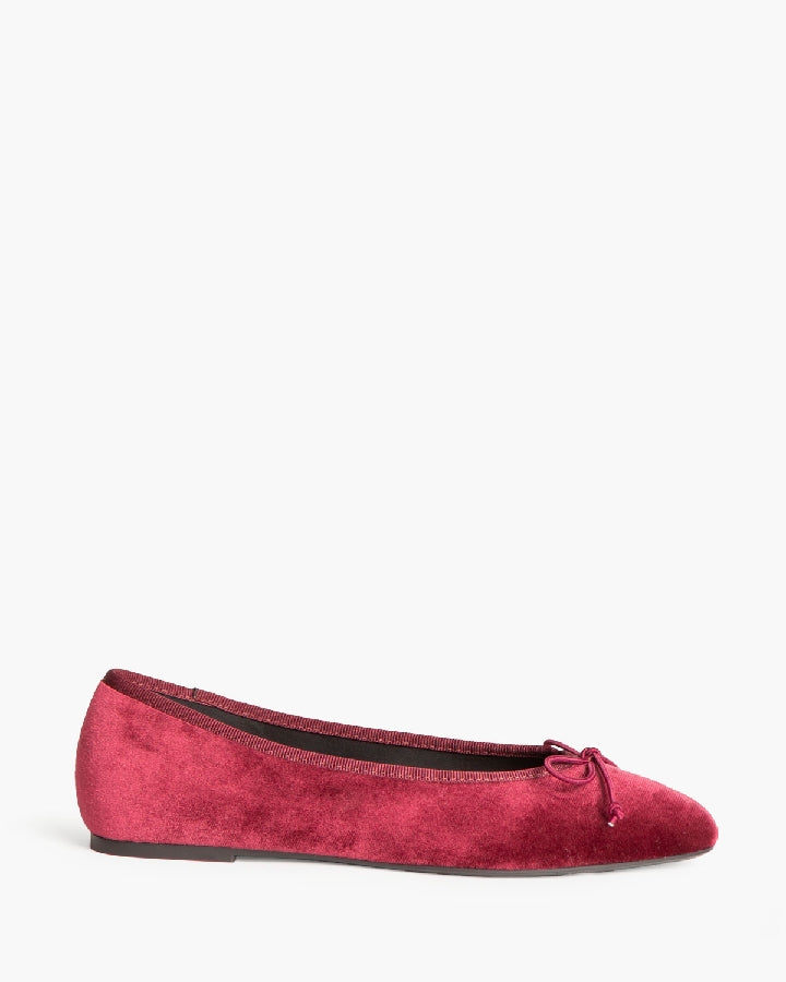 Ballerina Piatta in Velluto Bordeaux – Pointure