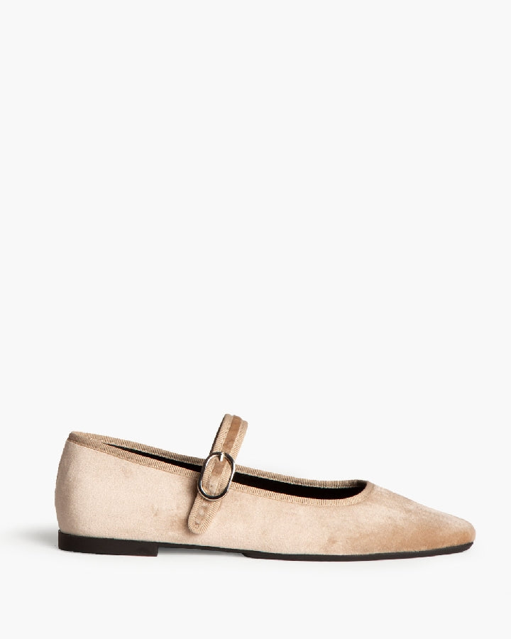 Ballerina Mary Jane Beige in Velluto – Pointure