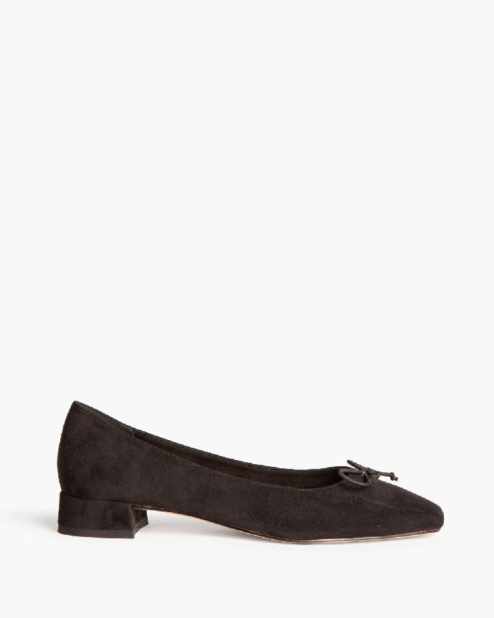 Ballerina Nera con Tacco Basso e Fiocco – Pointure