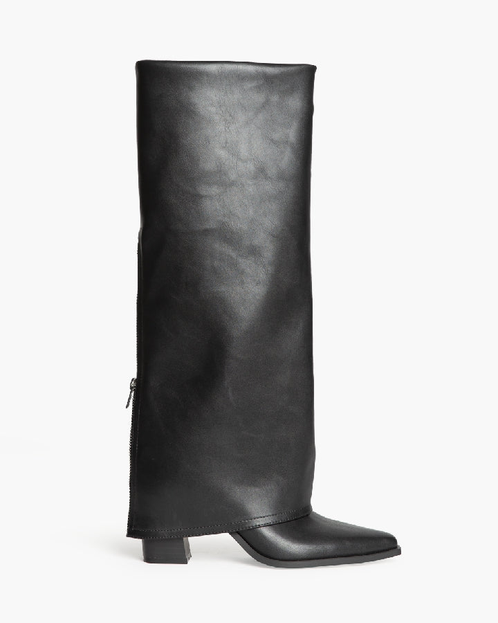 Stivale Texano Nero con Ghetta e Punta Quadrata – Pointure