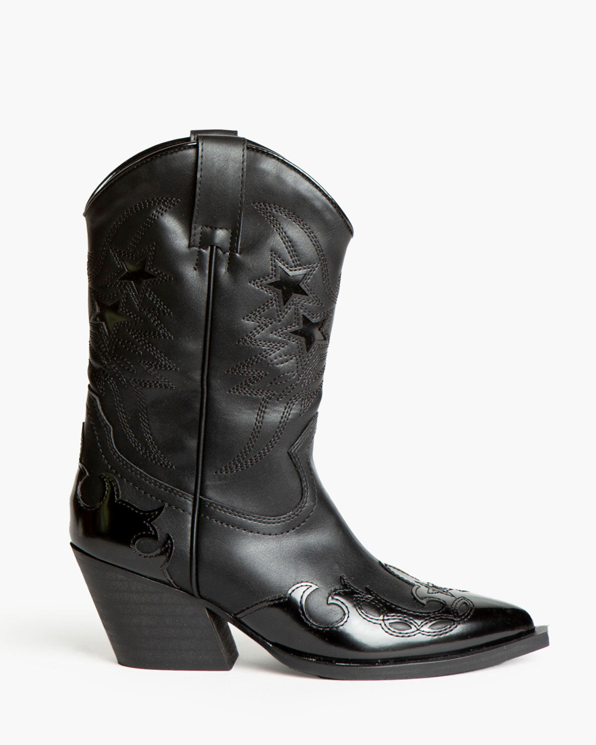 Stivaletto Texano Nero con Linguette Laterali – Pointure