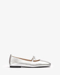 Ballerina a Punta Quadrata in Pelle Argento – Pointure