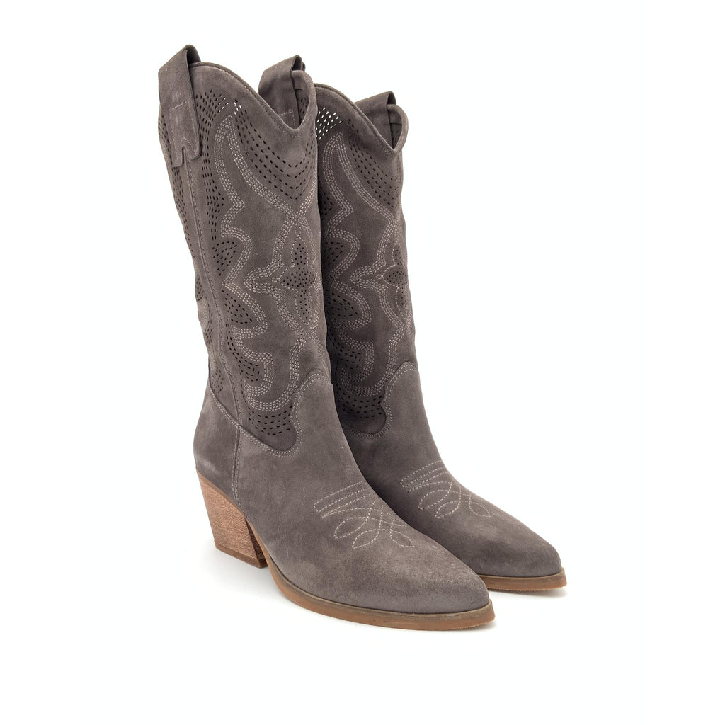Stivale Texano in Camoscio Tortora – Pointure