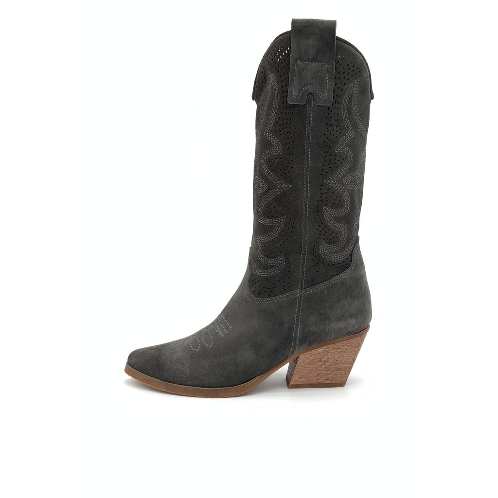 Stivale Texano in Camoscio Grigio – Pointure