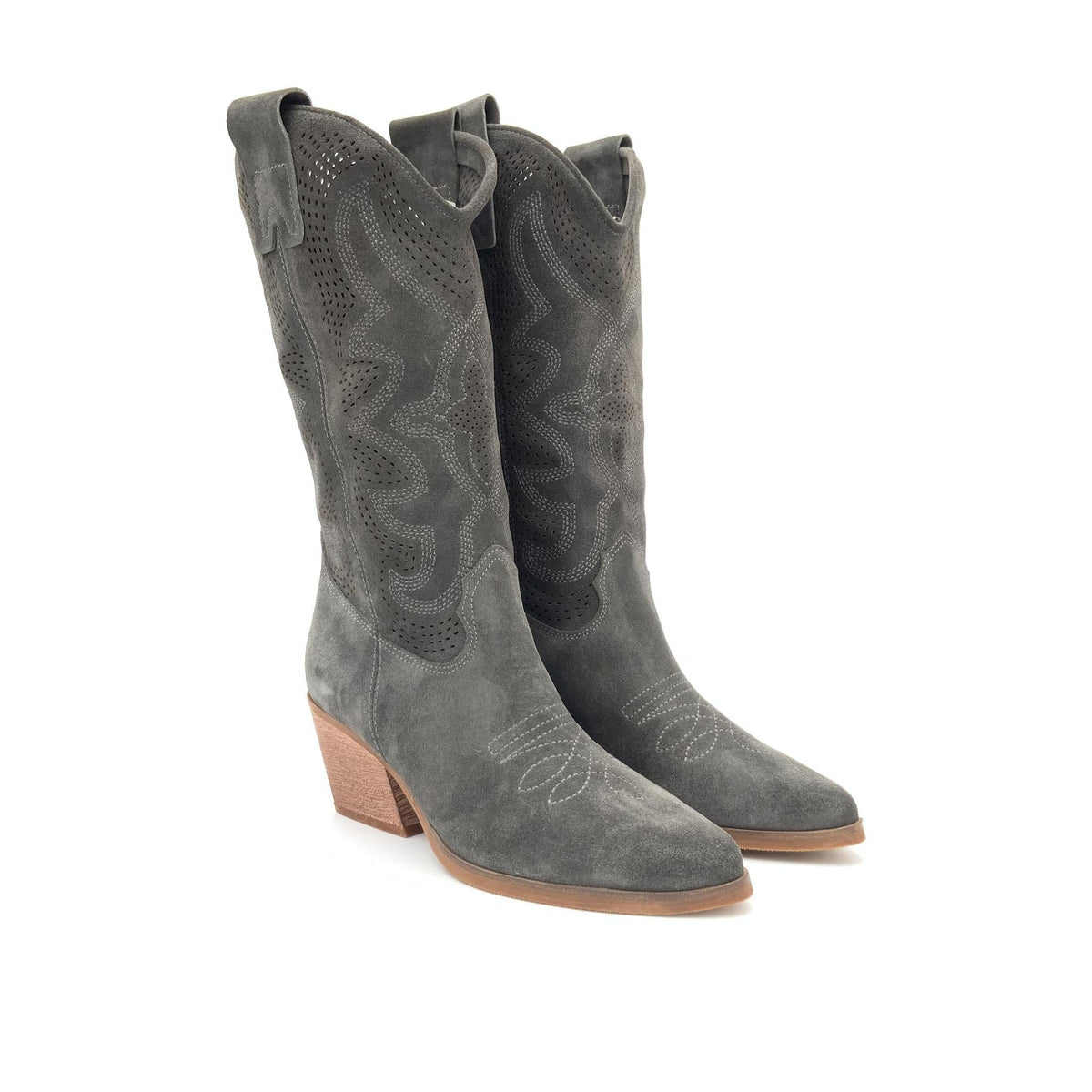 Stivale Texano in Camoscio Grigio – Pointure