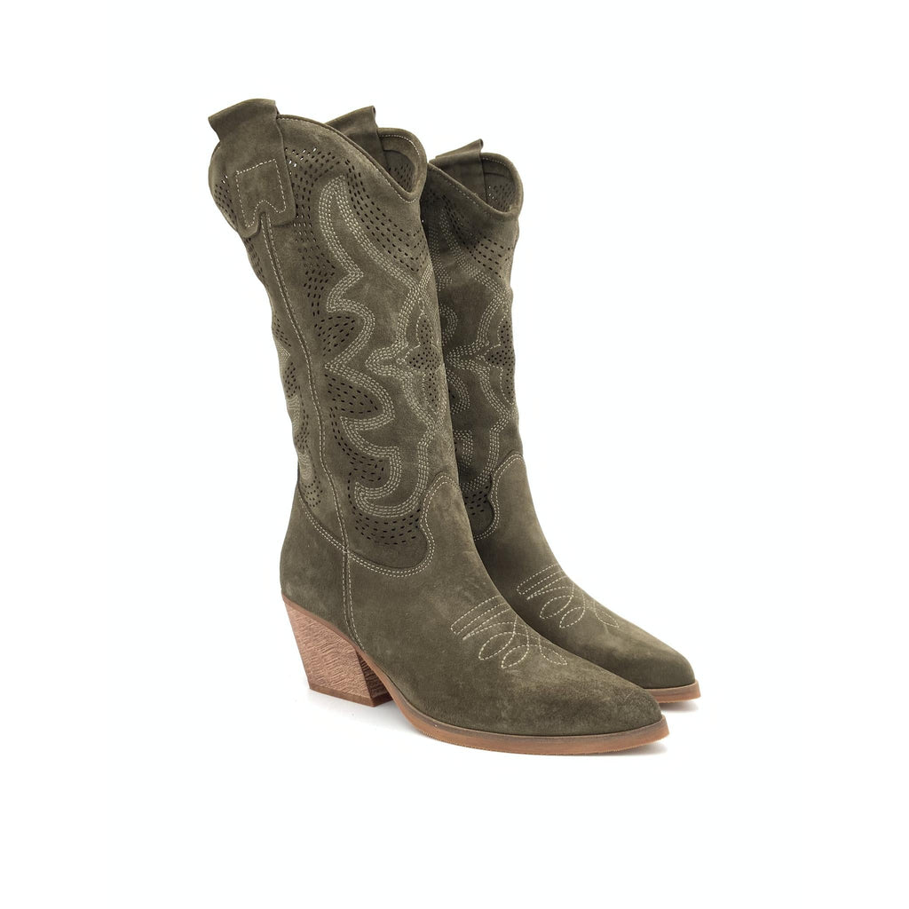 Stivale Texano in Camoscio Khaki – Pointure
