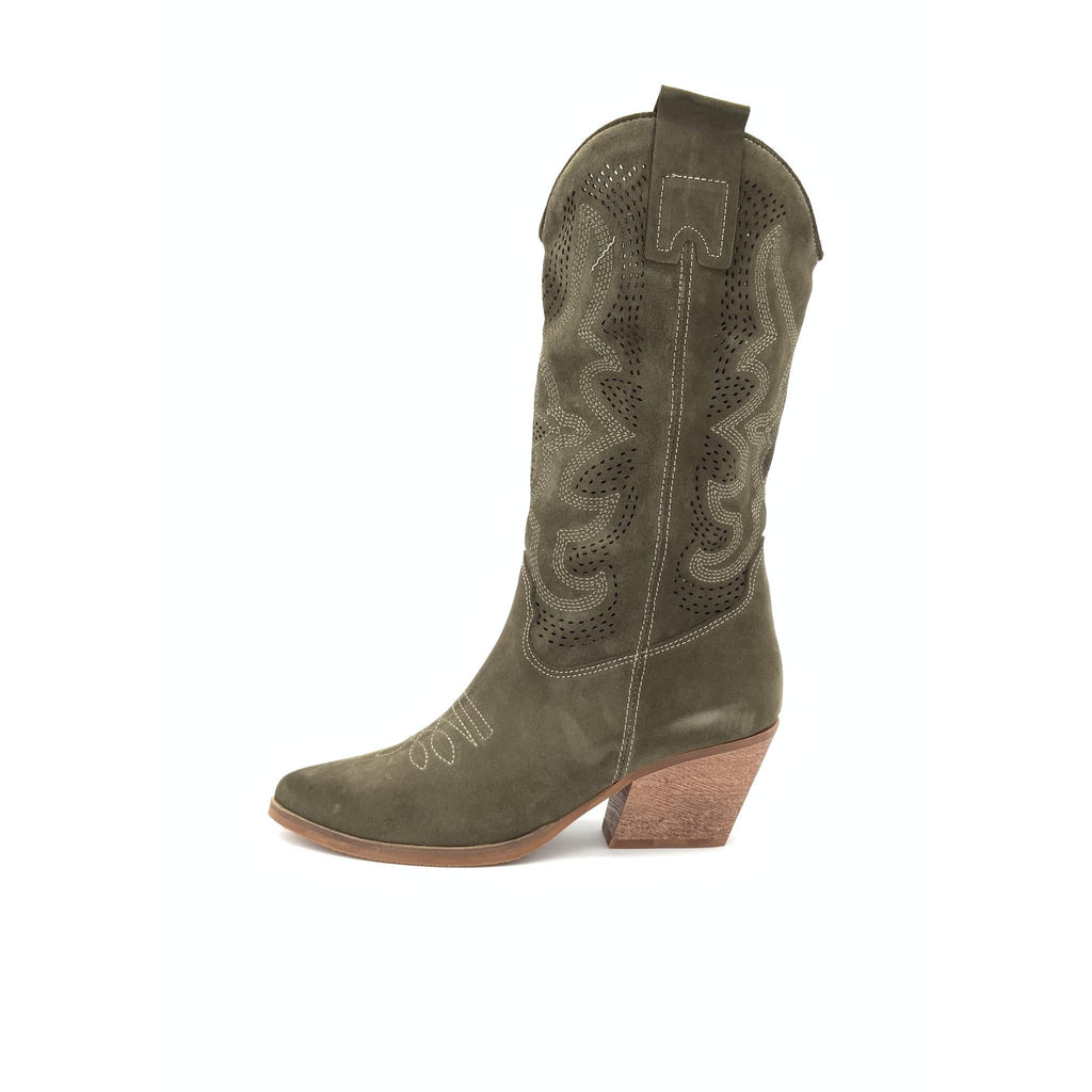 Stivale Texano in Camoscio Khaki – Pointure