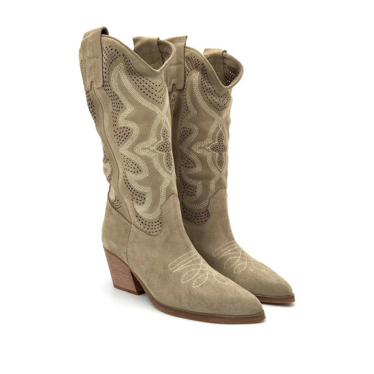 Stivale Texano in Camoscio Sabbia – Pointure