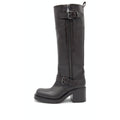 Stivale Alto in Pelle Marrone Scuro con Fibbie e Zip – Pointure