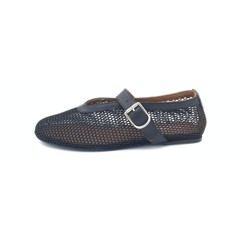 Ballerina in Mesh Nera con Fibbia – Pointure