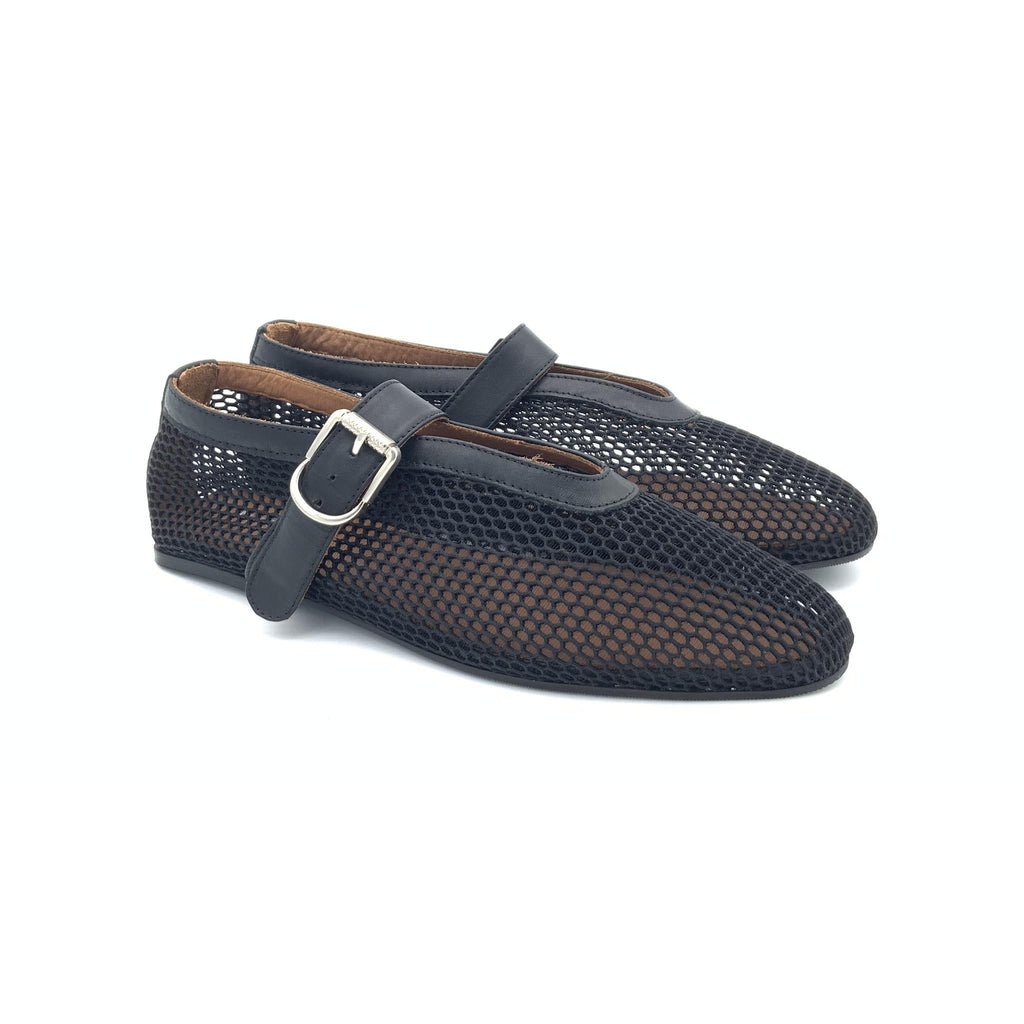 Ballerina in Mesh Nera con Fibbia – Pointure