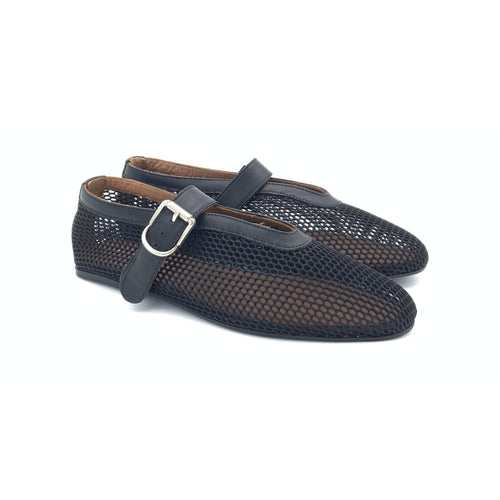 Ballerina in Mesh Nera con Fibbia – Pointure