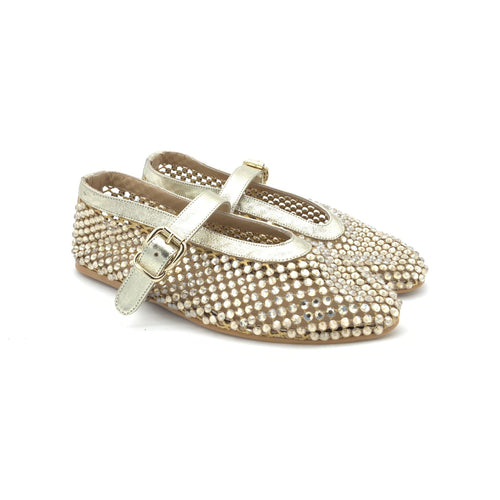 Ballerina in Mesh con Strass e Fibbia Oro – Pointure