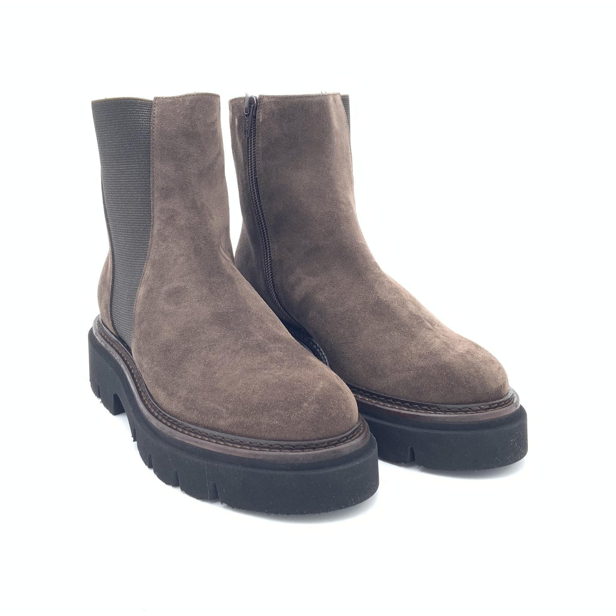 Stivaletto con Plateau in Camoscio Marrone – Pointure